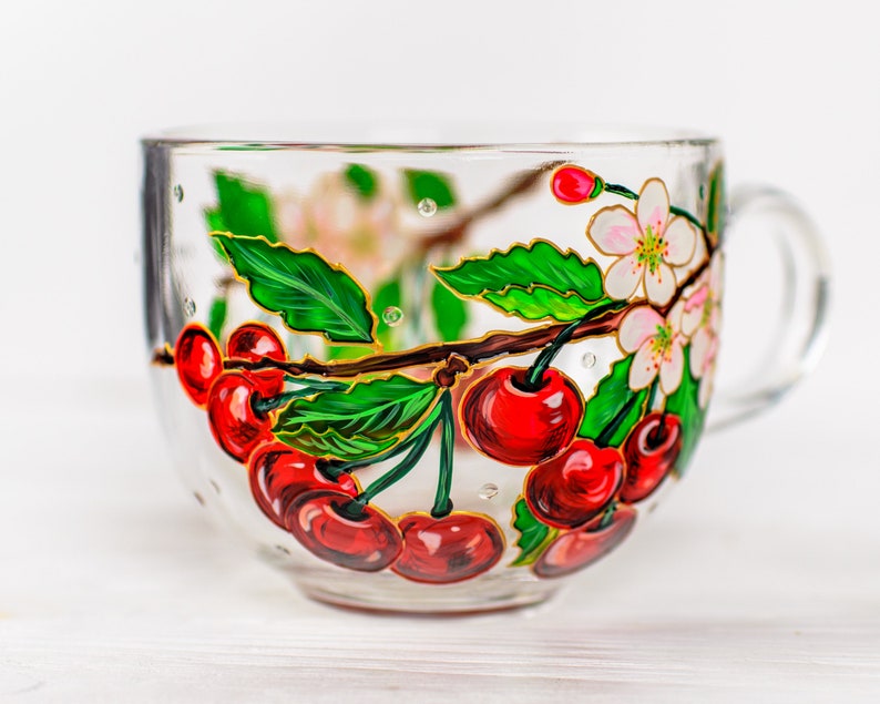 Hand Painted Cherry Coffee Mug