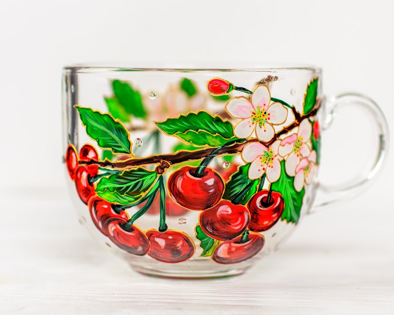 Hand Painted Cherry Coffee Mug