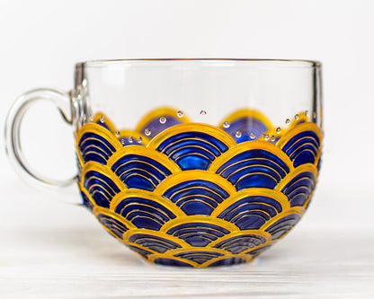 Blue & Gold Coffee Cup