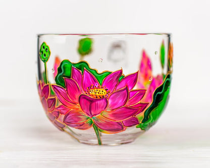 Hand Painted Lotus Coffee Mug, July Birth Flower