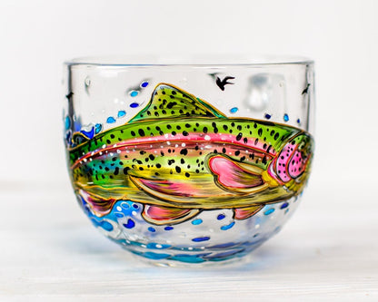 Fish Coffee Mug Handmade, Fishing gifts for Men Hand Painted Trout Fish Mug Fisherman Gift