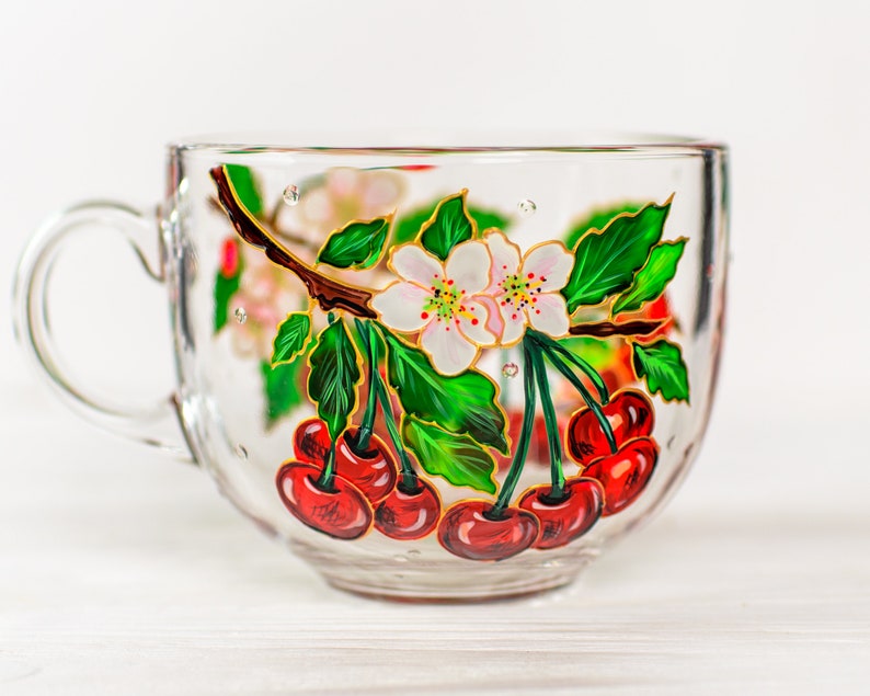 Hand Painted Cherry Coffee Mug