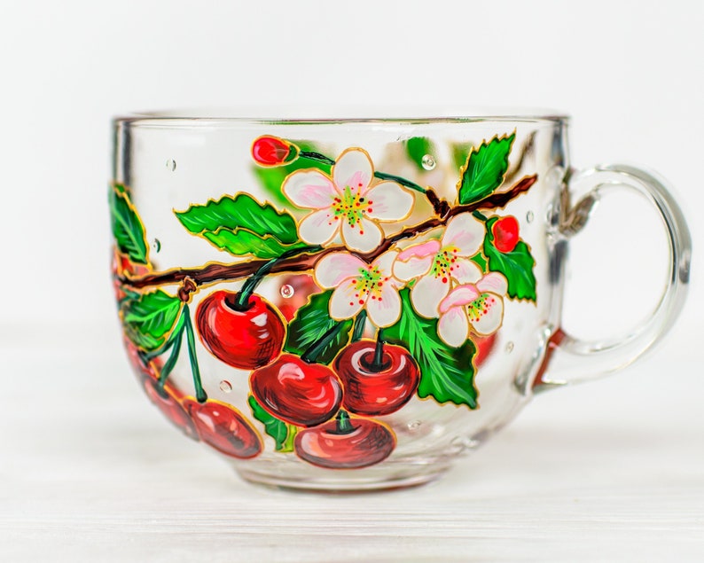 Hand Painted Cherry Coffee Mug