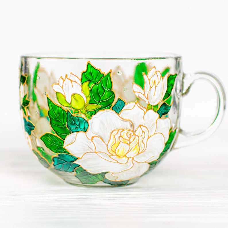 Hand Painted Gardenia Coffee Mug