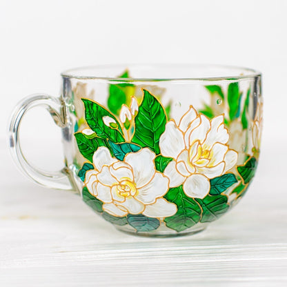 Hand Painted Gardenia Coffee Mug