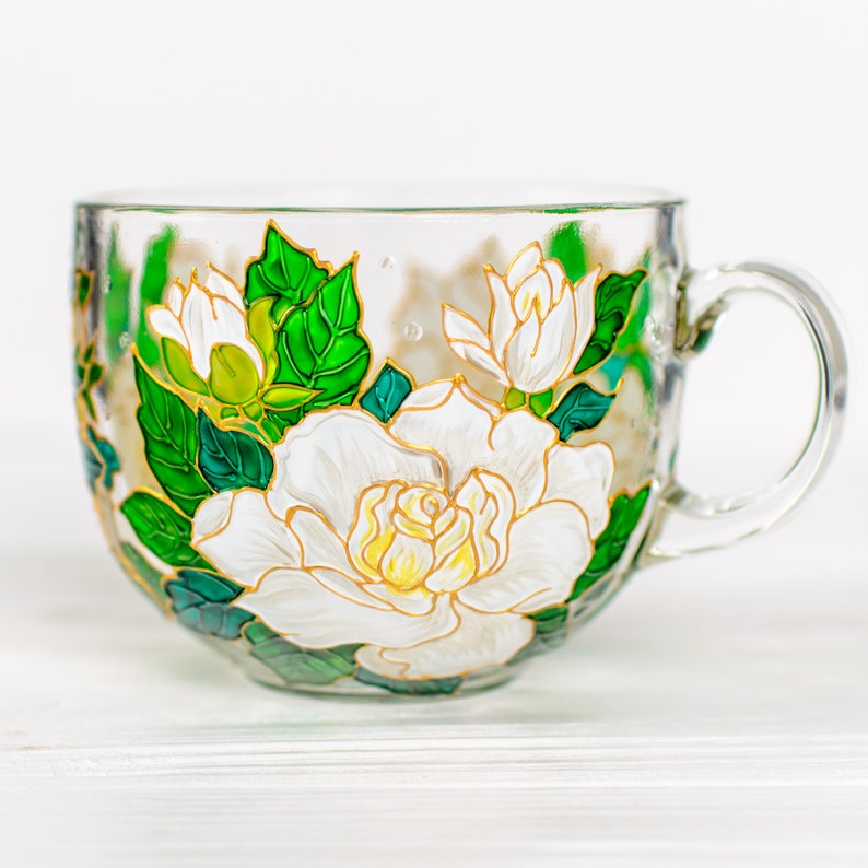 Hand Painted Gardenia Coffee Mug