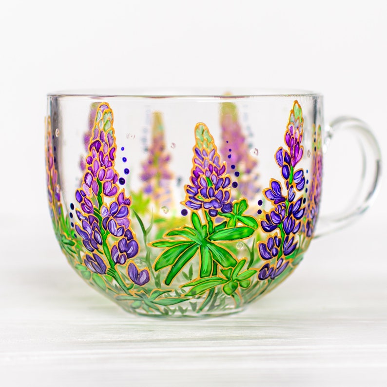 Texas Bluebonnet Mug: Hand-Painted Lupine Flower Coffee Cup