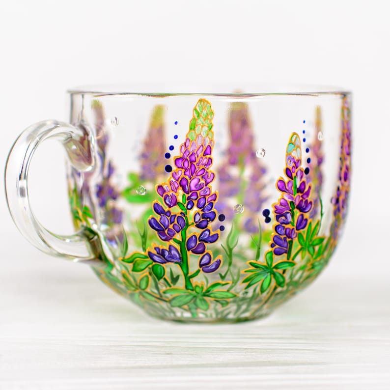 Texas Bluebonnet Mug: Hand-Painted Lupine Flower Coffee Cup