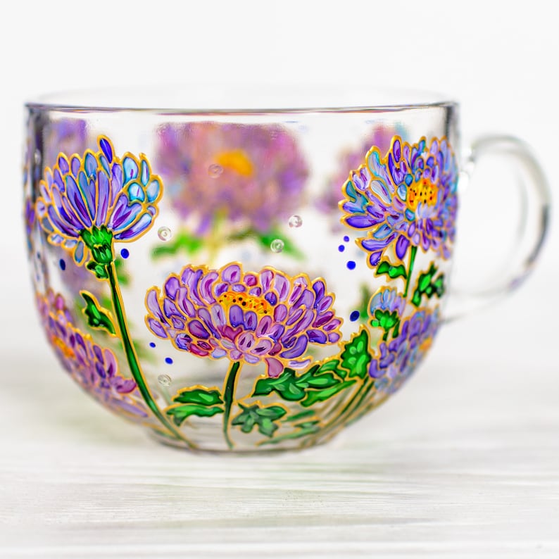 Aster Flower Glass Mug