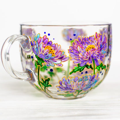 Aster Flower Glass Mug