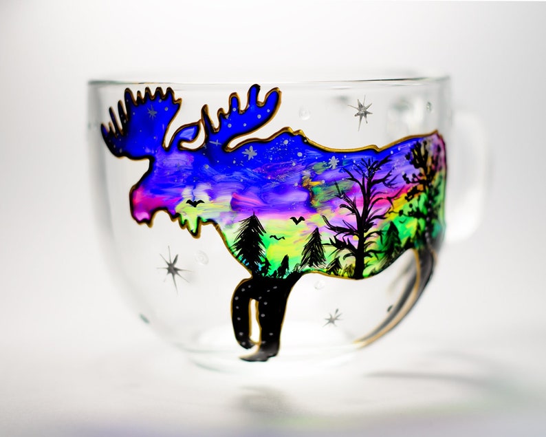 Hand Painted Moose Coffee Mug