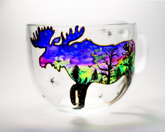 Hand Painted Moose Coffee Mug