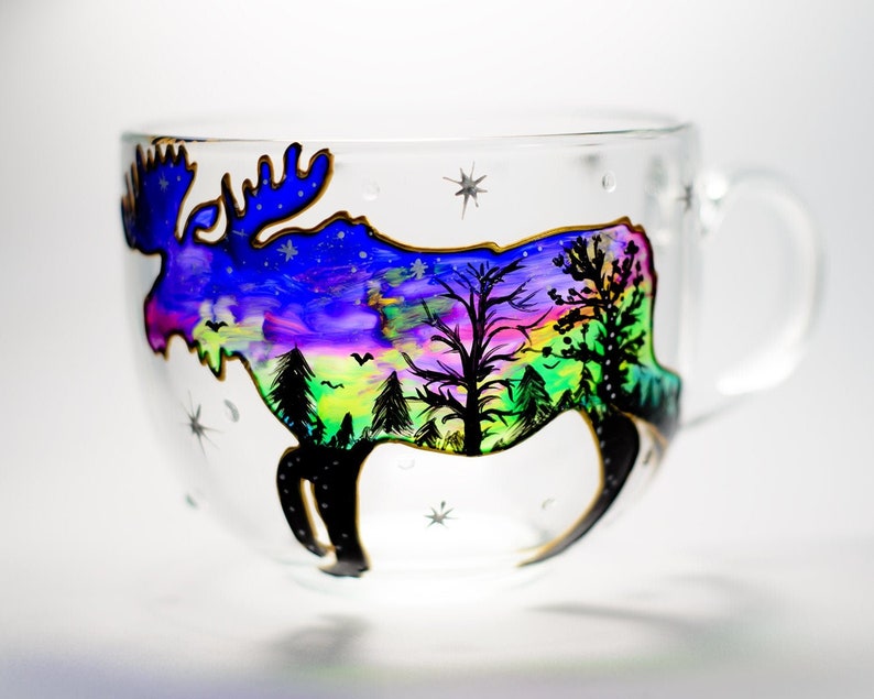 Hand Painted Moose Coffee Mug