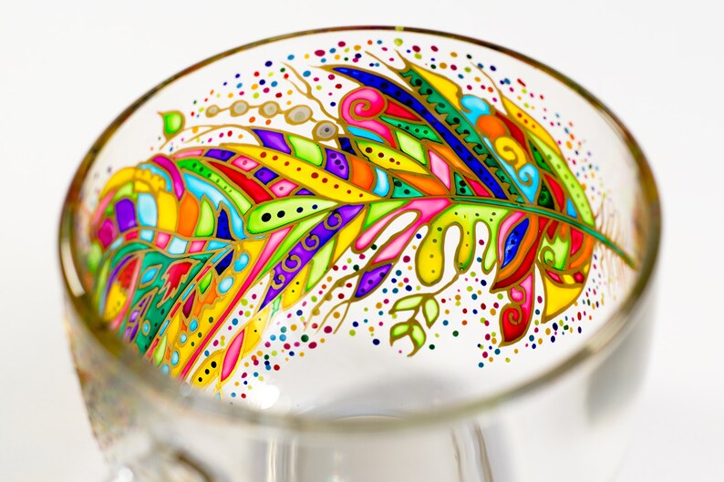 Hand Painted Feather Design, Gift for Mom