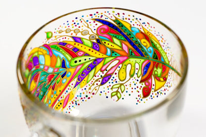 Hand Painted Feather Design, Gift for Mom